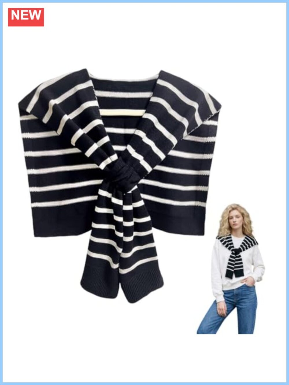 Knitted Sweater Shawl Wrap Poncho with Sleeves